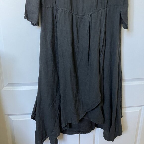 Kit and Kaboodal Black Maxi Dress Womens Linen Blend Whimsigoth Lagenlook Boho - Picture 3 of 7